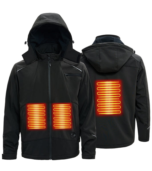 uupalee Heated Jacket for Men (with 16000 mAh Battery Pack and Detachable Hood)
